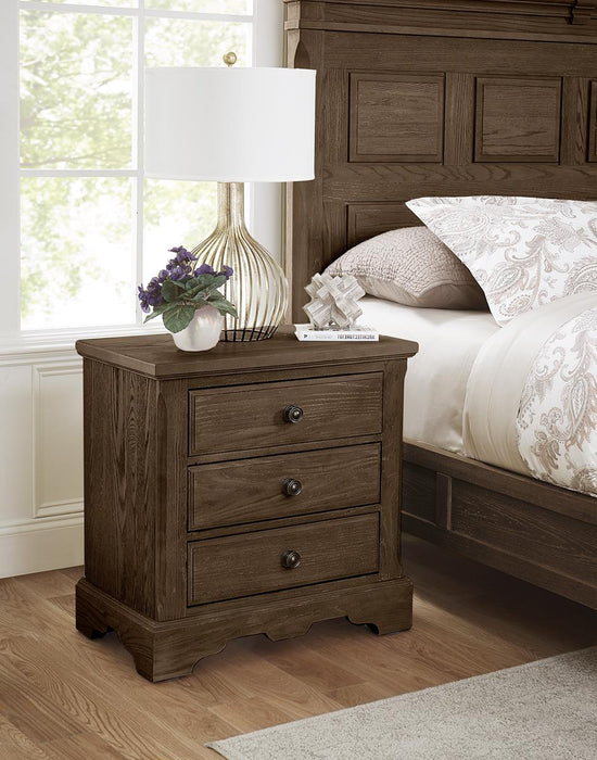Vaughan-Bassett Heritage 3 Drawer Nightstand in Cobblestone Oak