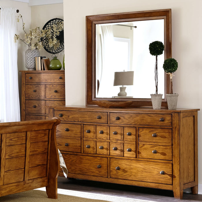 Grandpas Cabin King California Sleigh Bed, Dresser & Mirror, Chest