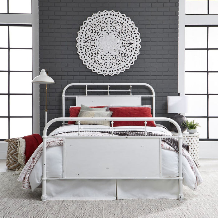 Liberty Furniture Vintage Series Queen Metal Bed in Antique White