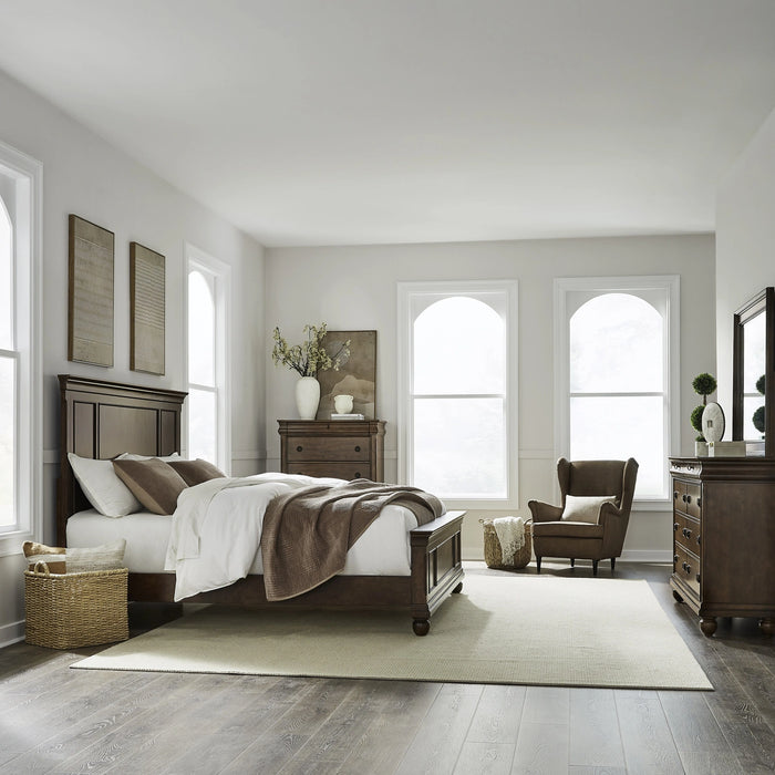 Rustic Traditions King California Panel Bed, Dresser & Mirror, Chest image