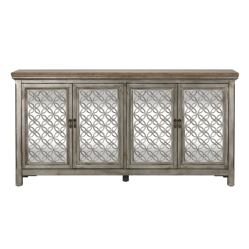 Liberty Furniture Westridge 4 Door Accent Cabinet in Wire Brushed Gray and White image