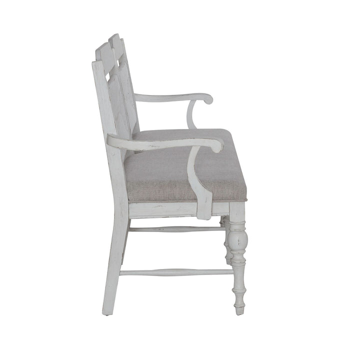 River Place Panel Back Bench in Riverstone White & Tobacco