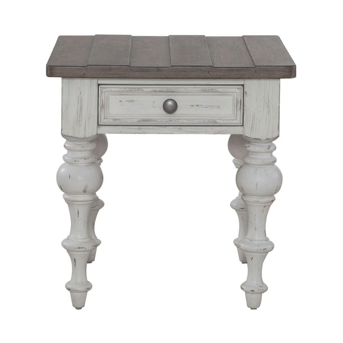Liberty Furniture River Place End Table in Riverstone White & Tobacco