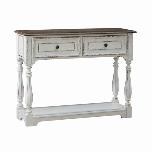 Magnolia Manor Hall Console in Antique White & Weathered Bark EST SHIP TIME APPX 4 WEEKS image