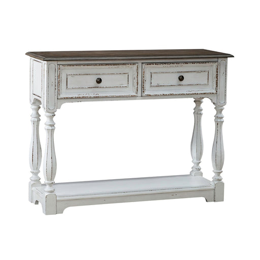 Liberty Furniture Magnolia Manor Hall Console in Antique White & Weathered Bark EST SHIP TIME APPX 4 WEEKS image