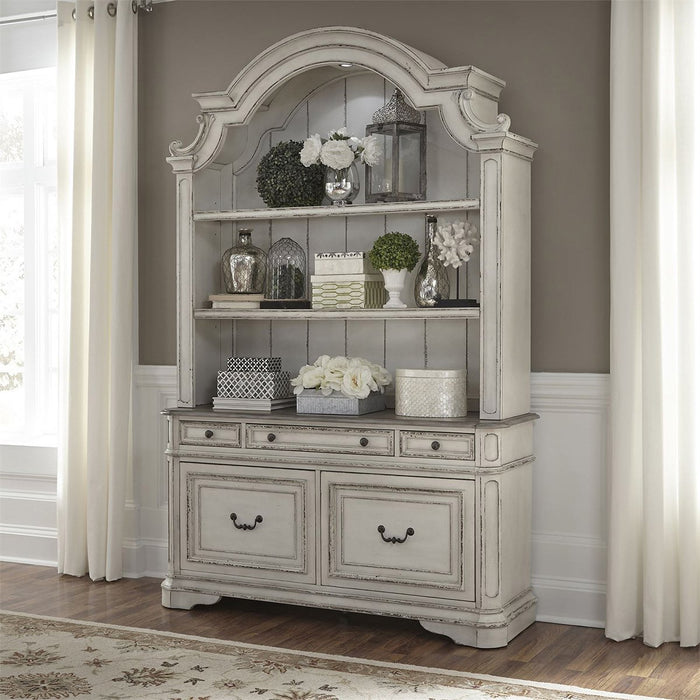 Liberty Magnolia Manor Credenza with Hutch in Antique White