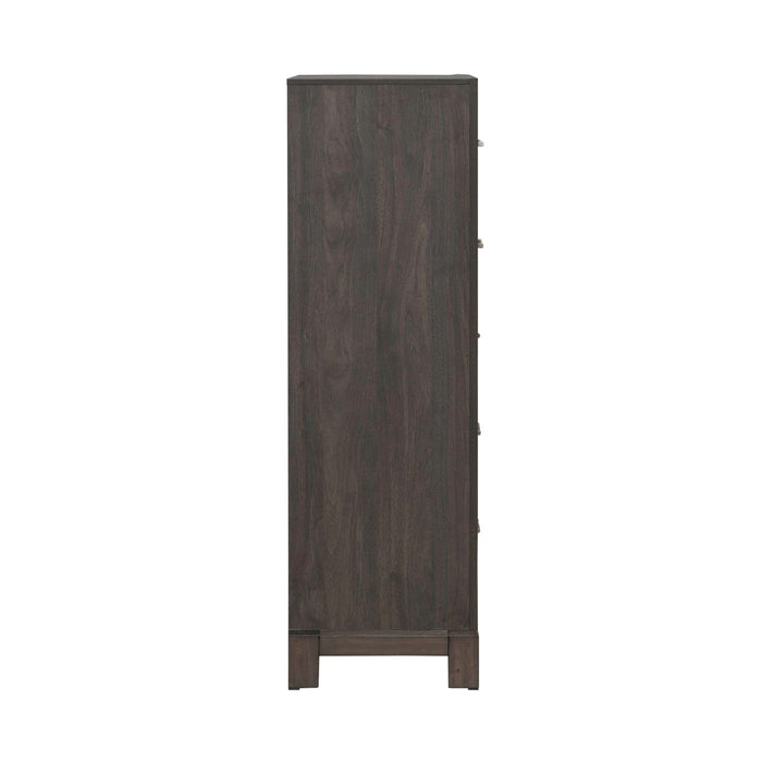 Modern Edge 5 Drawer Chest in Caffe