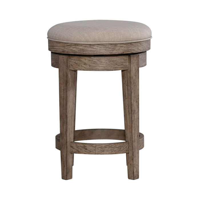 Liberty Furniture City Scape Upholstered Swivel Console Stool in White Oak Veneers