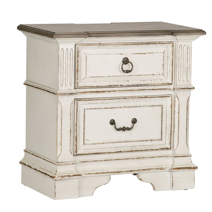 Abbey Park Queen Panel Bed, Dresser & Mirror, Chest, Night Stand