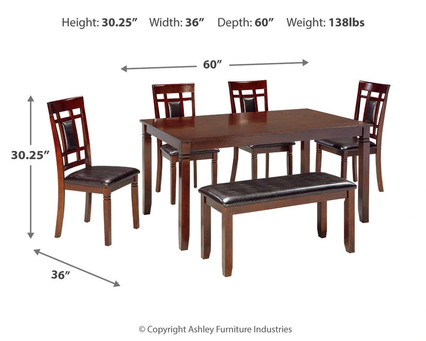 Bennox Dining Table and Chairs with Bench (Set of 6)
