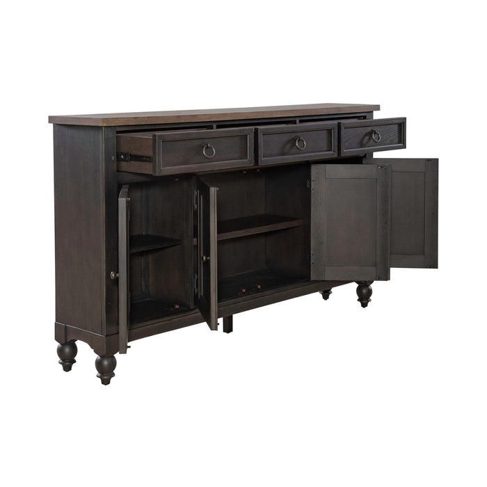 Americana Farmhouse Hall Buffet in Dusty Taupe & Black