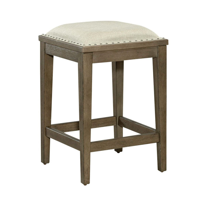 Liberty Furniture Americana Farmhouse Upholstered Console Stool in Dusty Taupe