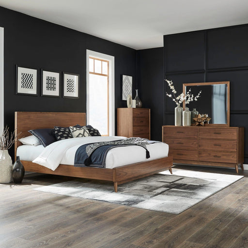 Century Modern King California Platform Bed, Dresser & Mirror, Chest image