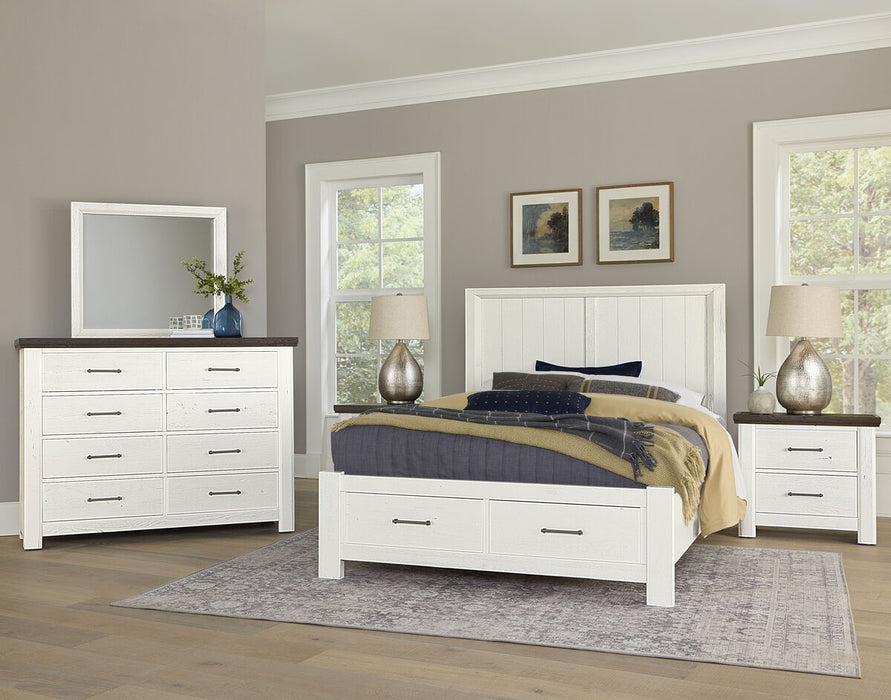 Vaughan Bassett Yellowstone King Panel Storage Bed in White & Buckskin