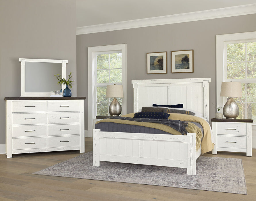 Vaughan Bassett Yellowstone King American Dovetail Panel Bed in White & Buckskin