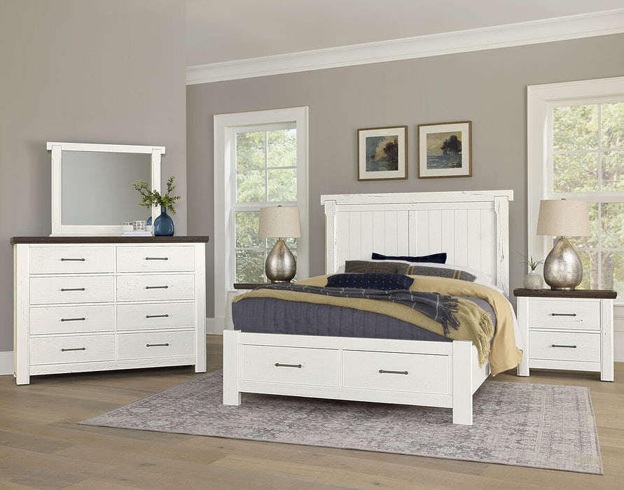Vaughan Bassett Yellowstone King American Dovetail Panel Storage Bed in White & Buckskin