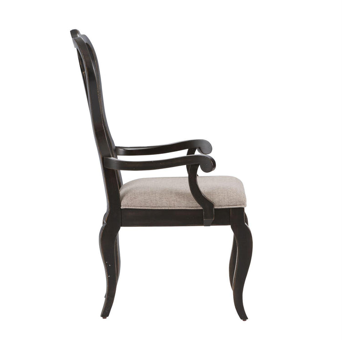 Liberty Furniture Chesapeake Splat Back Arm Chair (RTA) in Antique Black (Set of 2)