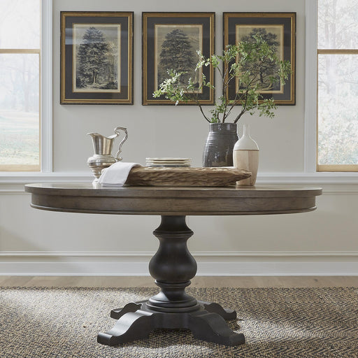 Americana Farmhouse Single Pedestal Table Base- Black image