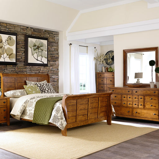 Grandpas Cabin King California Sleigh Bed, Dresser & Mirror image