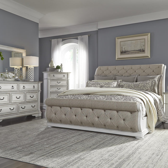 Abbey Park King California Sleigh Bed, Dresser & Mirror, Chest image