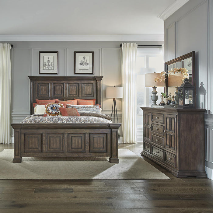 Big Valley King California Panel Bed, Dresser & Mirror image