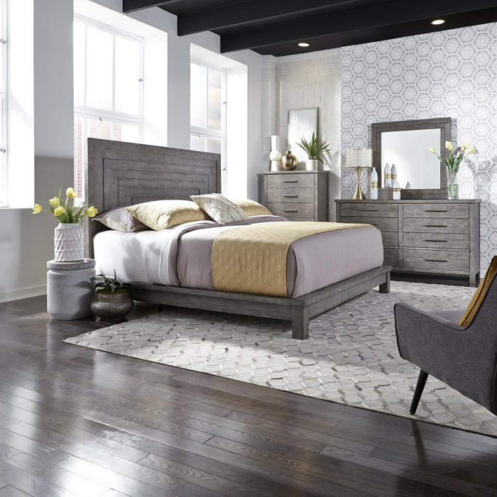 Modern Farmhouse Queen Platform Bed, Dresser & Mirror, Chest