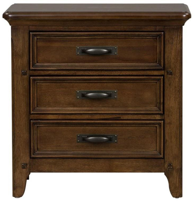 Liberty Furniture Saddlebrook 3 Drawer Nightstand in Tobacco Brown image