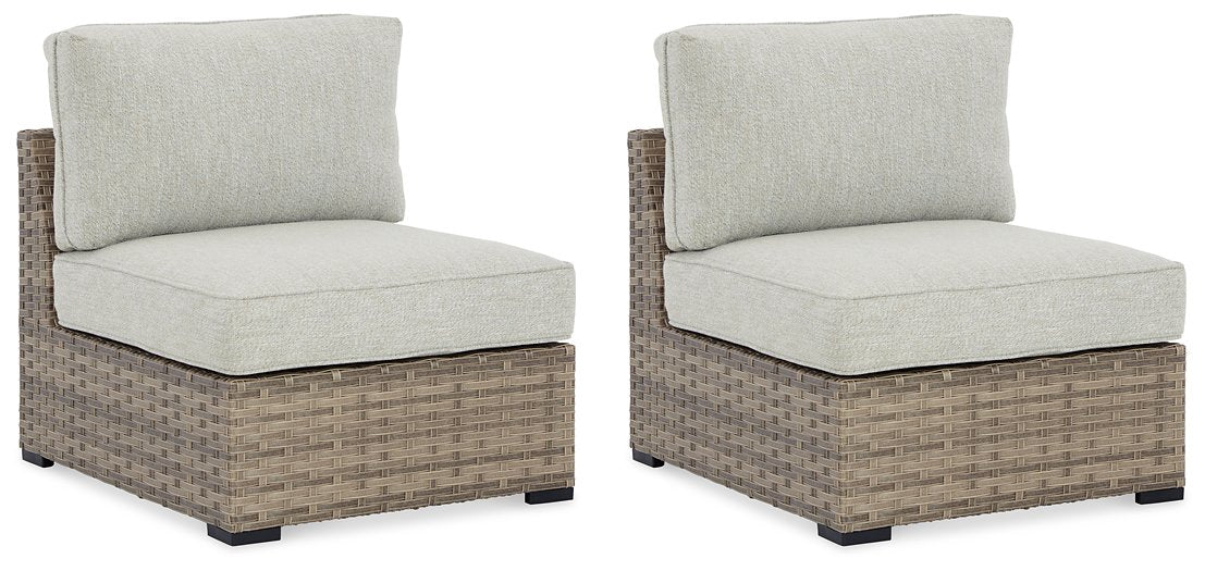 Calworth Outdoor Armless Chair with Cushion (Set of 2)