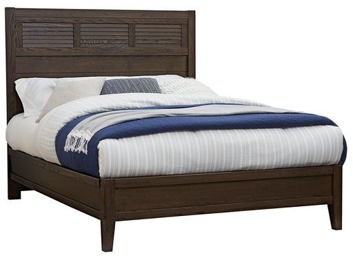 Vaughan-Bassett Passageways Charleston Brown King Louvered Bed with Low Profile Footboard in Dark Brown image