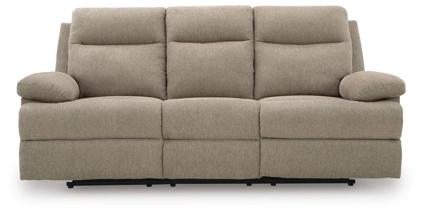 Side-Swipe Reclining Sofa with Drop Down Table