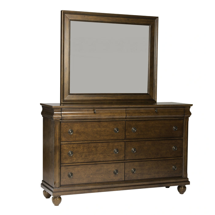 Rustic Traditions King California Sleigh Bed, Dresser & Mirror image