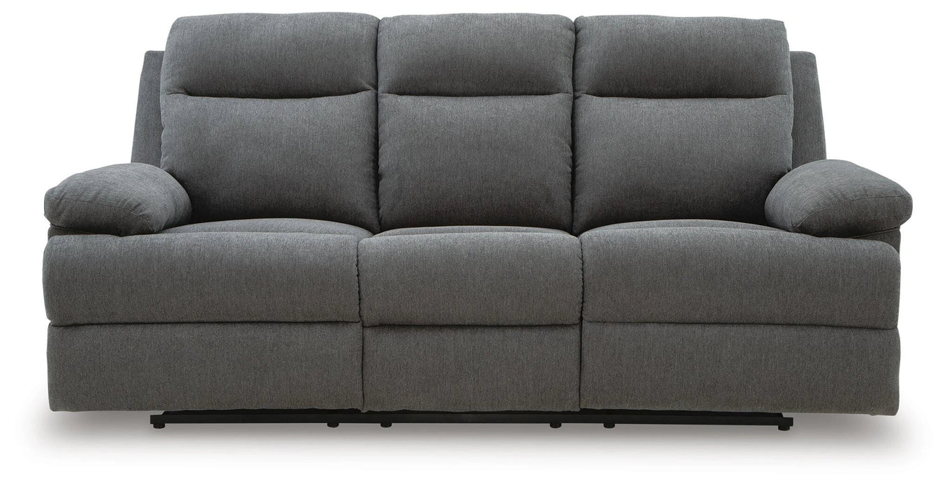 Side-Swipe Reclining Sofa with Drop Down Table