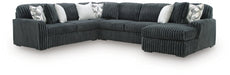Midnight-Madness Sectional with Chaise - Gunmetal