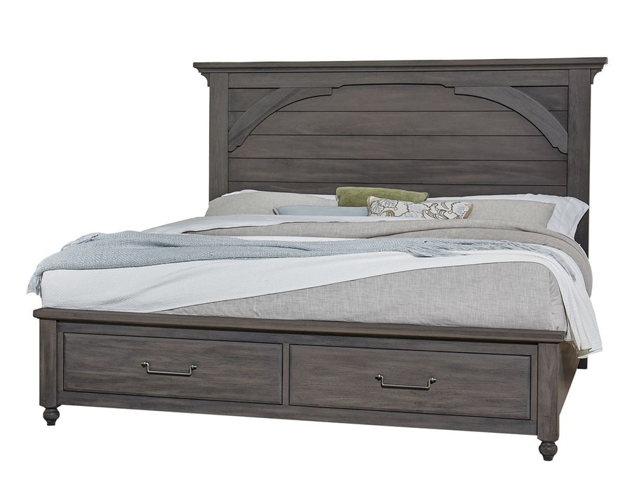 Vaughan Bassett Vista King Mansion Storage Bed in Grey Oak image