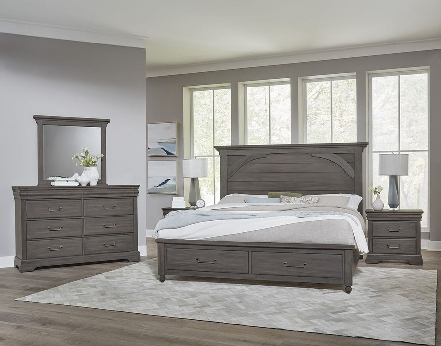 Vaughan Bassett Vista Queen Mansion Storage Bed in Grey Oak